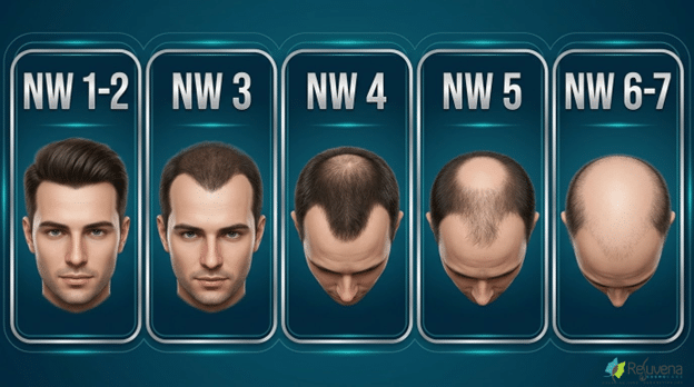 Norwood Scale Chart for Male Pattern Baldness Stages - Hair Transplant Jaipur