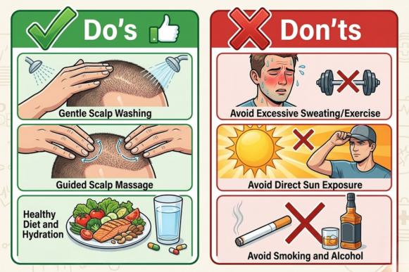 Do's and Don'ts at 1 month after hair transplant infographic - Rejuvena Cosmo Care Jaipur