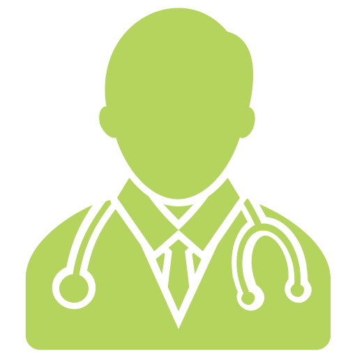 doctor 2 | Rejuvena Cosmetic Green medical professional silhouette with a stethoscope draped over the shoulders, simplified icon used for healthcare. - Informative image